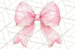 Valentine Bow Clipart PNG, Cute Pastel Bows, Heart Pattern Product Image 2