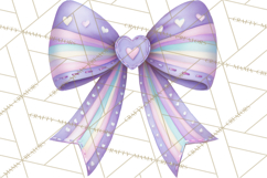 Valentine Bow Clipart PNG, Cute Pastel Bows, Heart Pattern Product Image 3