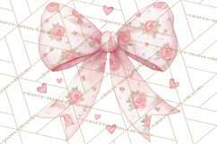 Valentine Bow Clipart PNG, Cute Pastel Bows, Heart Pattern Product Image 2