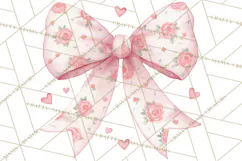 Valentine Bow Clipart PNG, Cute Pastel Bows, Heart Pattern Product Image 2