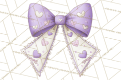 Valentine Bow Clipart PNG, Cute Pastel Bows, Heart Pattern Product Image 5