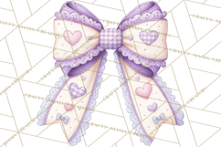 Valentine Bow Clipart PNG, Cute Pastel Bows, Heart Pattern Product Image 2