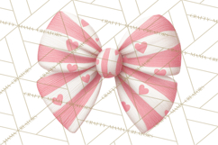 Valentine Bow Clipart PNG, Cute Pastel Bows, Heart Pattern Product Image 3