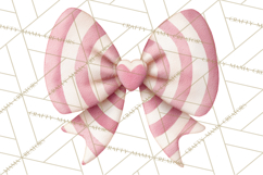 Valentine Bow Clipart PNG, Cute Pastel Bows, Heart Pattern Product Image 4