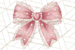 Valentine Bow Clipart PNG, Cute Pastel Bows, Heart Pattern Product Image 5