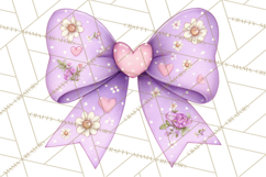 Valentine Bow Clipart PNG, Cute Pastel Bows, Heart Pattern Product Image 2