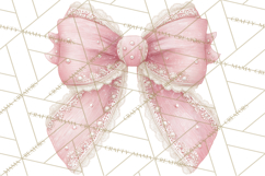 Valentine Bow Clipart PNG, Cute Pastel Bows, Heart Pattern Product Image 3