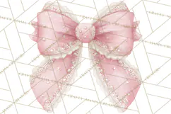 Valentine Bow Clipart PNG, Cute Pastel Bows, Heart Pattern Product Image 3