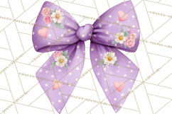 Valentine Bow Clipart PNG, Cute Pastel Bows, Heart Pattern Product Image 4