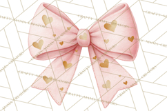 Valentine Bow Clipart PNG, Cute Pastel Bows, Heart Pattern Product Image 3