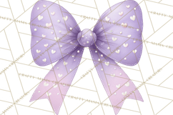 Valentine Bow Clipart PNG, Cute Pastel Bows, Heart Pattern Product Image 2