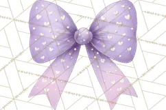Valentine Bow Clipart PNG, Cute Pastel Bows, Heart Pattern Product Image 2