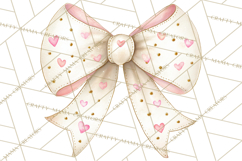 Valentine Bow Clipart PNG, Cute Pastel Bows, Heart Pattern Product Image 3