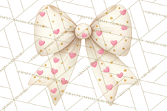 Valentine Bow Clipart PNG, Cute Pastel Bows, Heart Pattern Product Image 4
