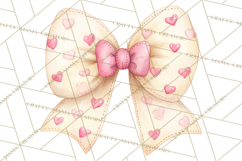 Valentine Bow Clipart PNG, Cute Pastel Bows, Heart Pattern Product Image 5