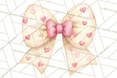 Valentine Bow Clipart PNG, Cute Pastel Bows, Heart Pattern Product Image 5