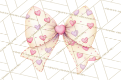 Valentine Bow Clipart PNG, Cute Pastel Bows, Heart Pattern Product Image 2