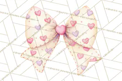 Valentine Bow Clipart PNG, Cute Pastel Bows, Heart Pattern Product Image 2