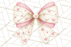 Valentine Bow Clipart PNG, Cute Pastel Bows, Heart Pattern Product Image 3