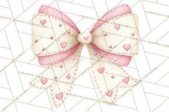 Valentine Bow Clipart PNG, Cute Pastel Bows, Heart Pattern Product Image 3