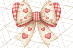 Valentine Bow Clipart PNG, Cute Pastel Bows, Heart Pattern Product Image 4
