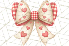 Valentine Bow Clipart PNG, Cute Pastel Bows, Heart Pattern Product Image 4
