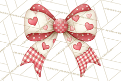 Valentine Bow Clipart PNG, Cute Pastel Bows, Heart Pattern Product Image 5