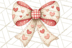 Valentine Bow Clipart PNG, Cute Pastel Bows, Heart Pattern Product Image 2