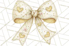 Valentine Bow Clipart PNG, Cute Pastel Bows, Heart Pattern Product Image 3