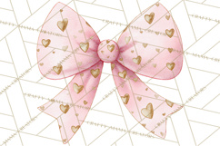 Valentine Bow Clipart PNG, Cute Pastel Bows, Heart Pattern Product Image 4