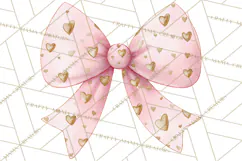 Valentine Bow Clipart PNG, Cute Pastel Bows, Heart Pattern Product Image 4