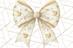 Valentine Bow Clipart PNG, Cute Pastel Bows, Heart Pattern Product Image 4