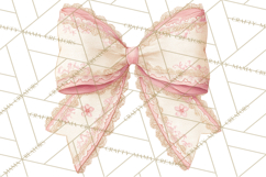 Valentine Bow Clipart PNG, Cute Pastel Bows, Heart Pattern Product Image 5
