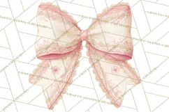 Valentine Bow Clipart PNG, Cute Pastel Bows, Heart Pattern Product Image 5