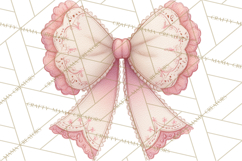 Valentine Bow Clipart PNG, Cute Pastel Bows, Heart Pattern Product Image 2