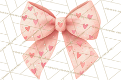 Valentine Bow Clipart PNG, Cute Pastel Bows, Heart Pattern Product Image 3