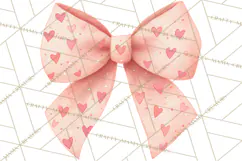 Valentine Bow Clipart PNG, Cute Pastel Bows, Heart Pattern Product Image 3