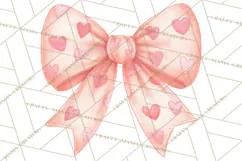 Valentine Bow Clipart PNG, Cute Pastel Bows, Heart Pattern Product Image 4