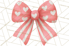 Valentine Bow Clipart PNG, Cute Pastel Bows, Heart Pattern Product Image 5