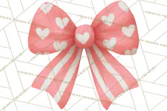 Valentine Bow Clipart PNG, Cute Pastel Bows, Heart Pattern Product Image 5