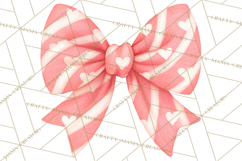 Valentine Bow Clipart PNG, Cute Pastel Bows, Heart Pattern Product Image 2