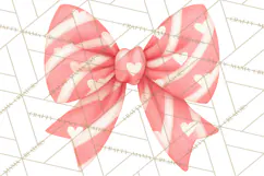 Valentine Bow Clipart PNG, Cute Pastel Bows, Heart Pattern Product Image 2