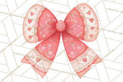 Valentine Bow Clipart PNG, Cute Pastel Bows, Heart Pattern Product Image 3