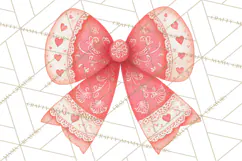 Valentine Bow Clipart PNG, Cute Pastel Bows, Heart Pattern Product Image 3