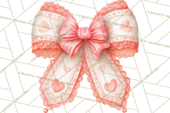 Valentine Bow Clipart PNG, Cute Pastel Bows, Heart Pattern Product Image 4