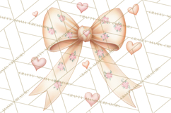 Valentine Bow Clipart PNG, Cute Pastel Bows, Heart Pattern Product Image 5
