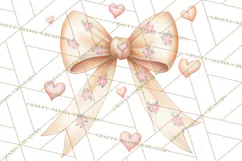 Valentine Bow Clipart PNG, Cute Pastel Bows, Heart Pattern Product Image 5