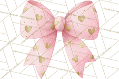 Valentine Bow Clipart PNG, Cute Pastel Bows, Heart Pattern Product Image 5