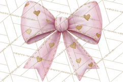 Valentine Bow Clipart PNG, Cute Pastel Bows, Heart Pattern Product Image 2