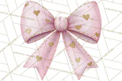 Valentine Bow Clipart PNG, Cute Pastel Bows, Heart Pattern Product Image 2